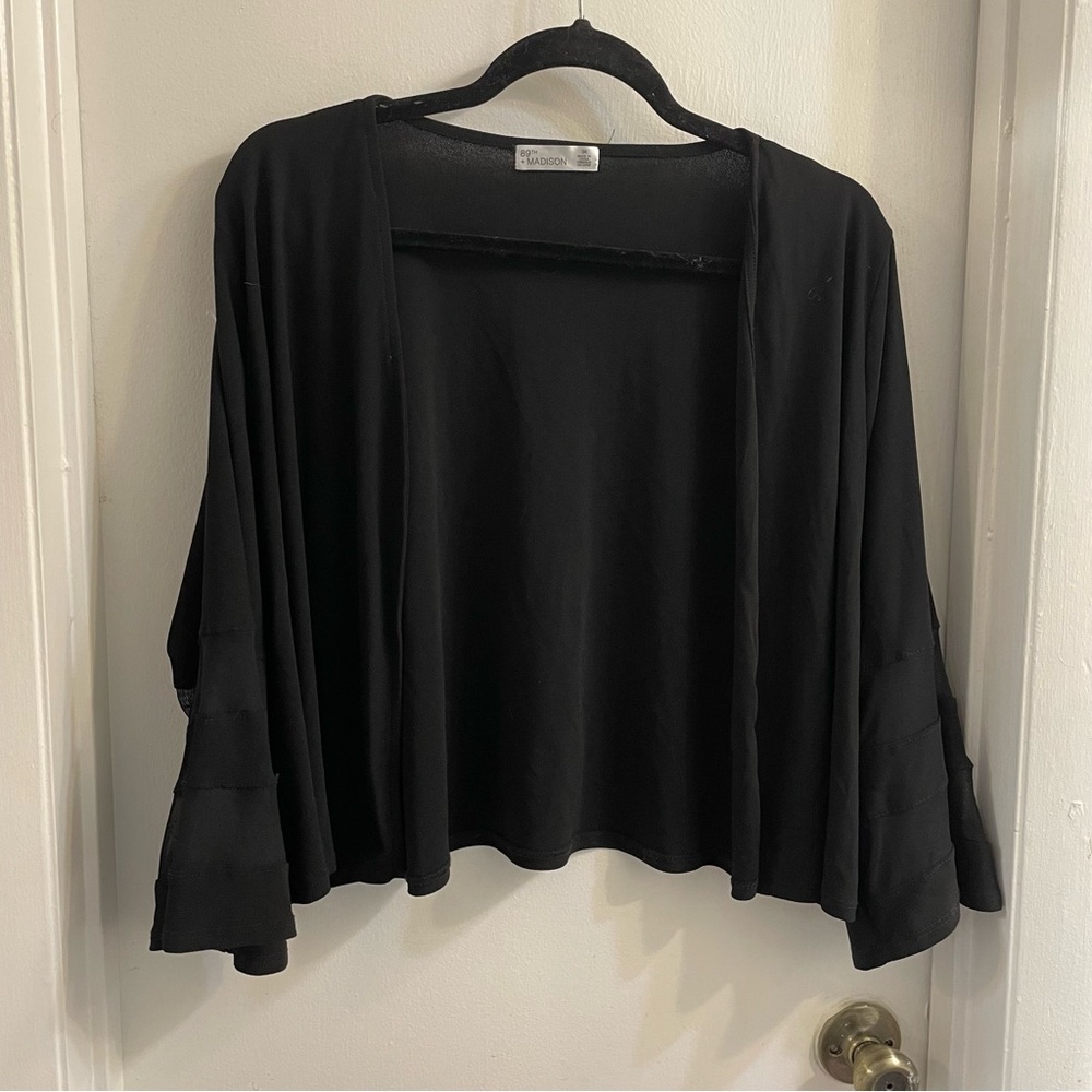 89th+Madison Black Linen Cardigan 3X
